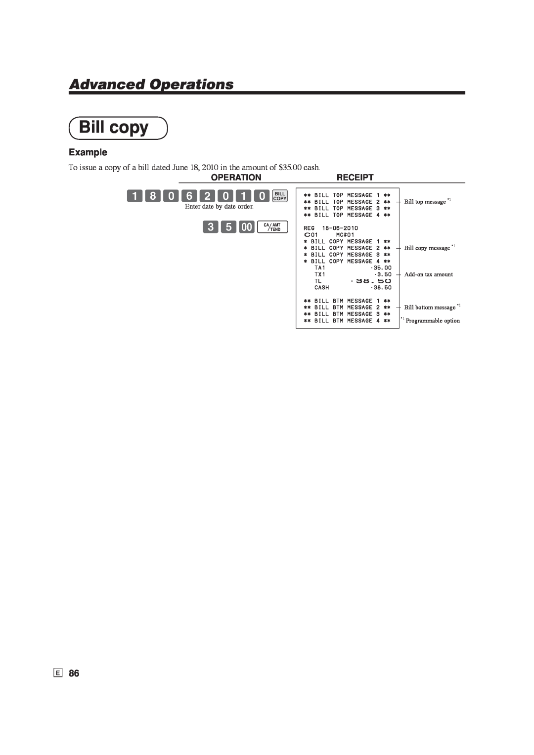 Casio SE-S6000, SE-C6000 user manual Bill copy, 18062010BILL, 35-F, Advanced Operations, Example 