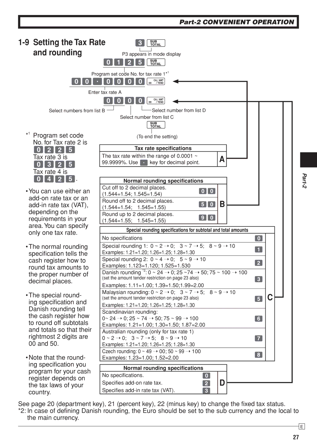 Casio SE-S10 user manual Setting the Tax Rate Rounding, ?Zxb, ??????p, ?Cxb, ?Vxb 