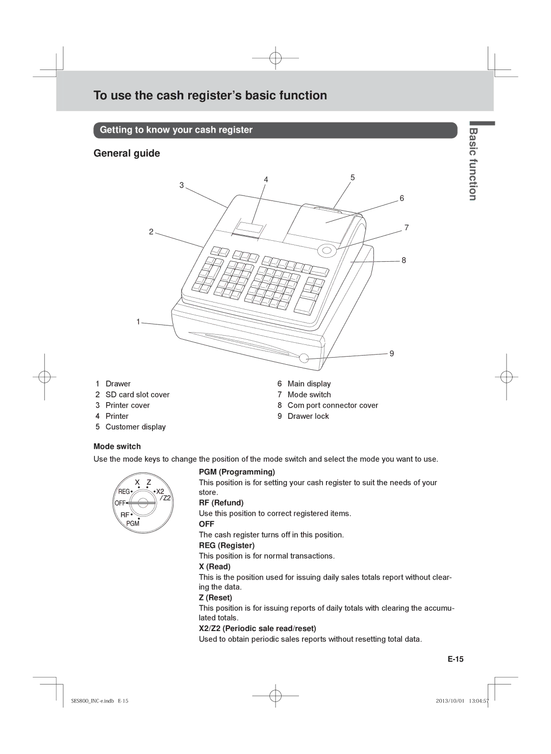 Casio PCR-T500, SE-S400, PCR-T520, SE-S800 user manual General guide, Getting to know your cash register 