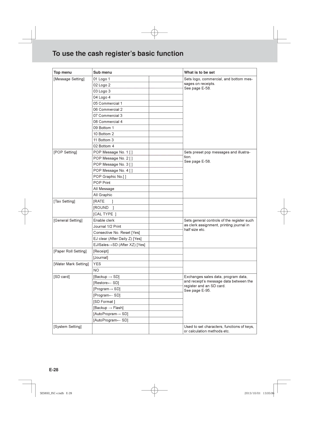 Casio SE-S400, PCR-T520, SE-S800, PCR-T500 user manual Top menu 