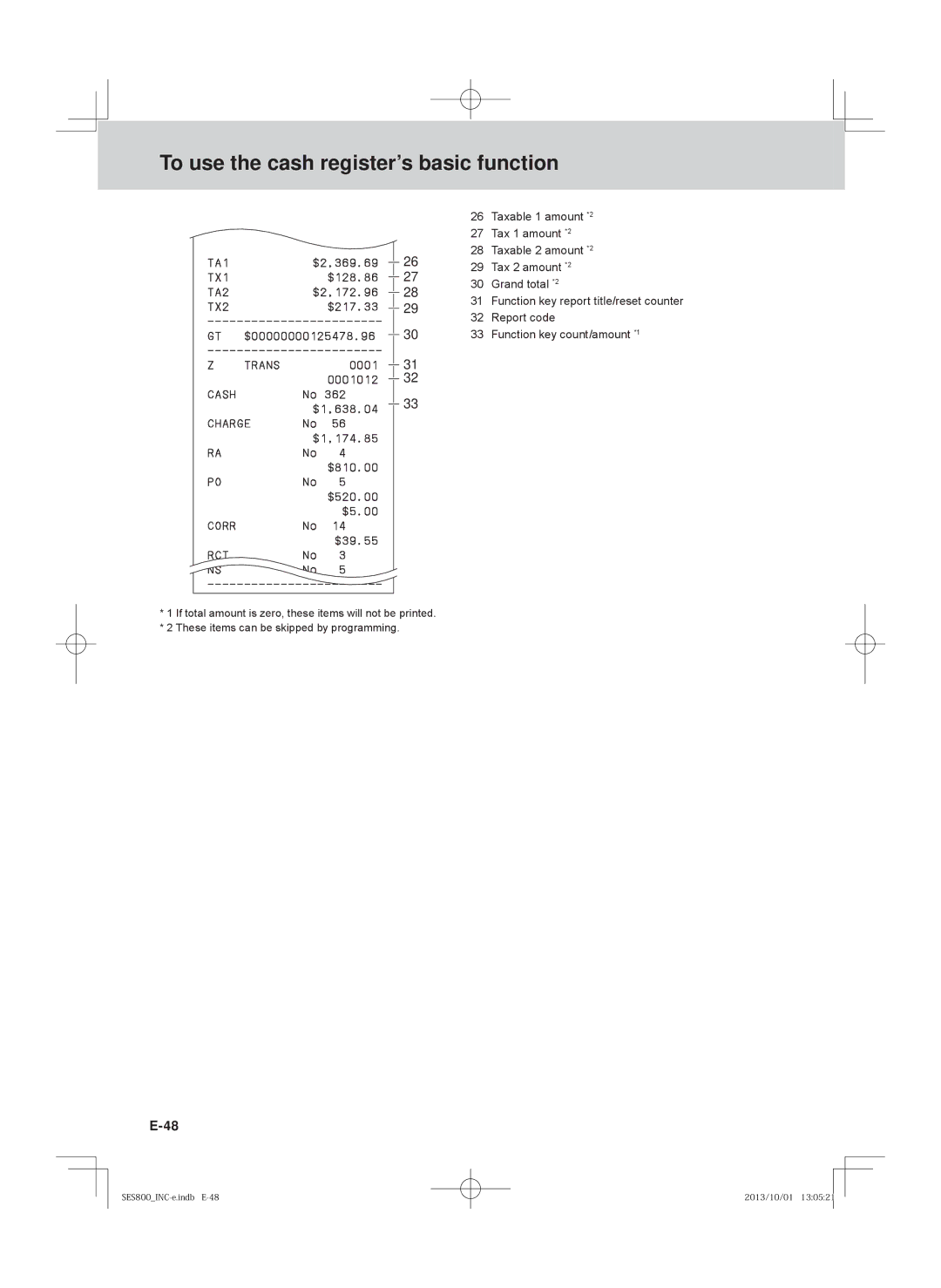 Casio SE-S400, PCR-T520, SE-S800, PCR-T500 user manual Taxable 1 amount *2 