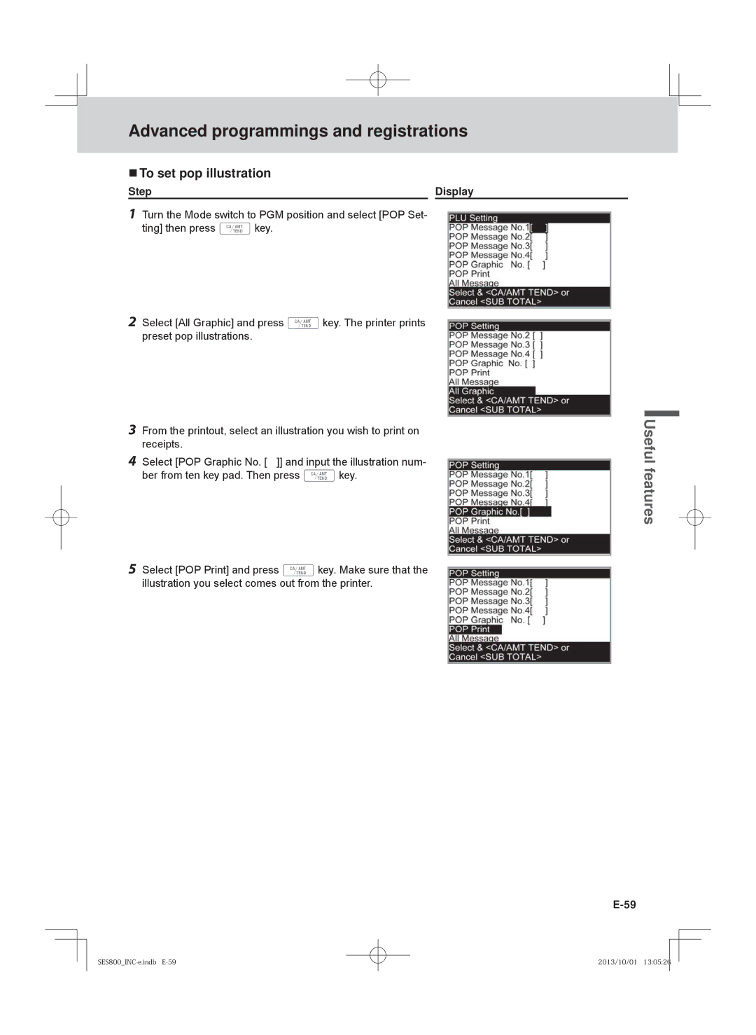 Casio PCR-T500, SE-S400, PCR-T520, SE-S800 user manual  To set pop illustration 