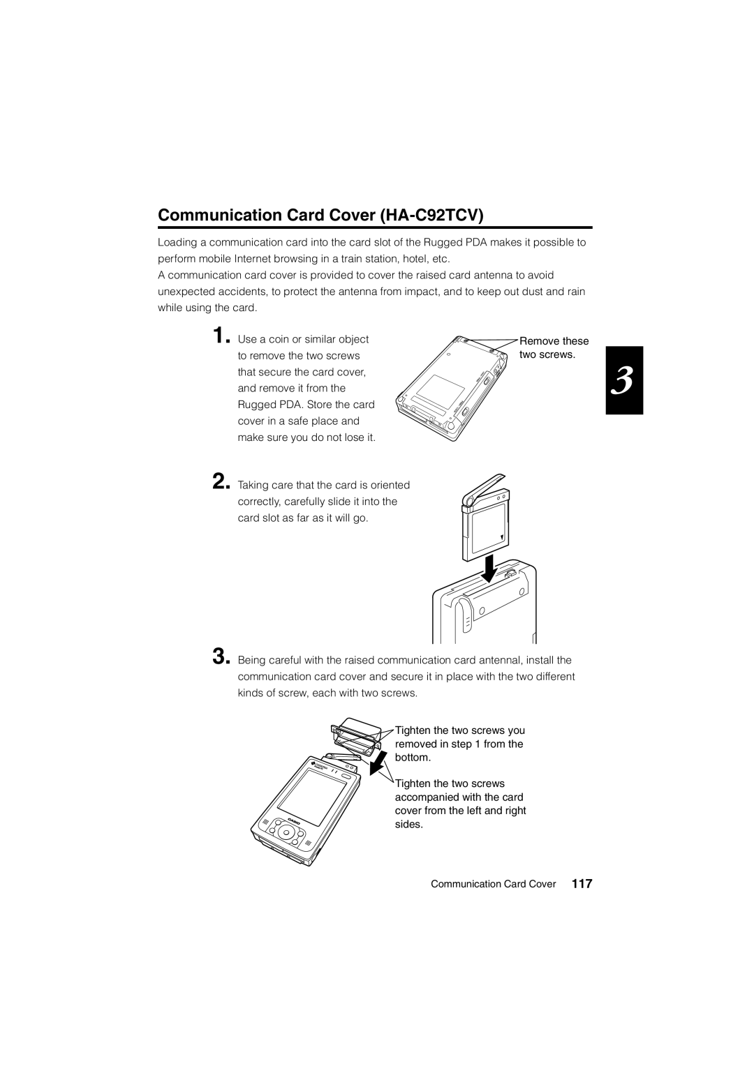 Casio Stylus manual Communication Card Cover HA-C92TCV 