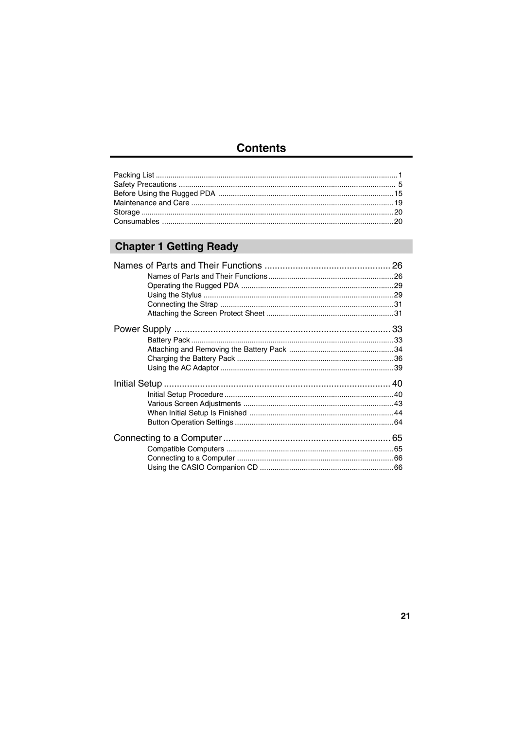 Casio Stylus manual Contents 