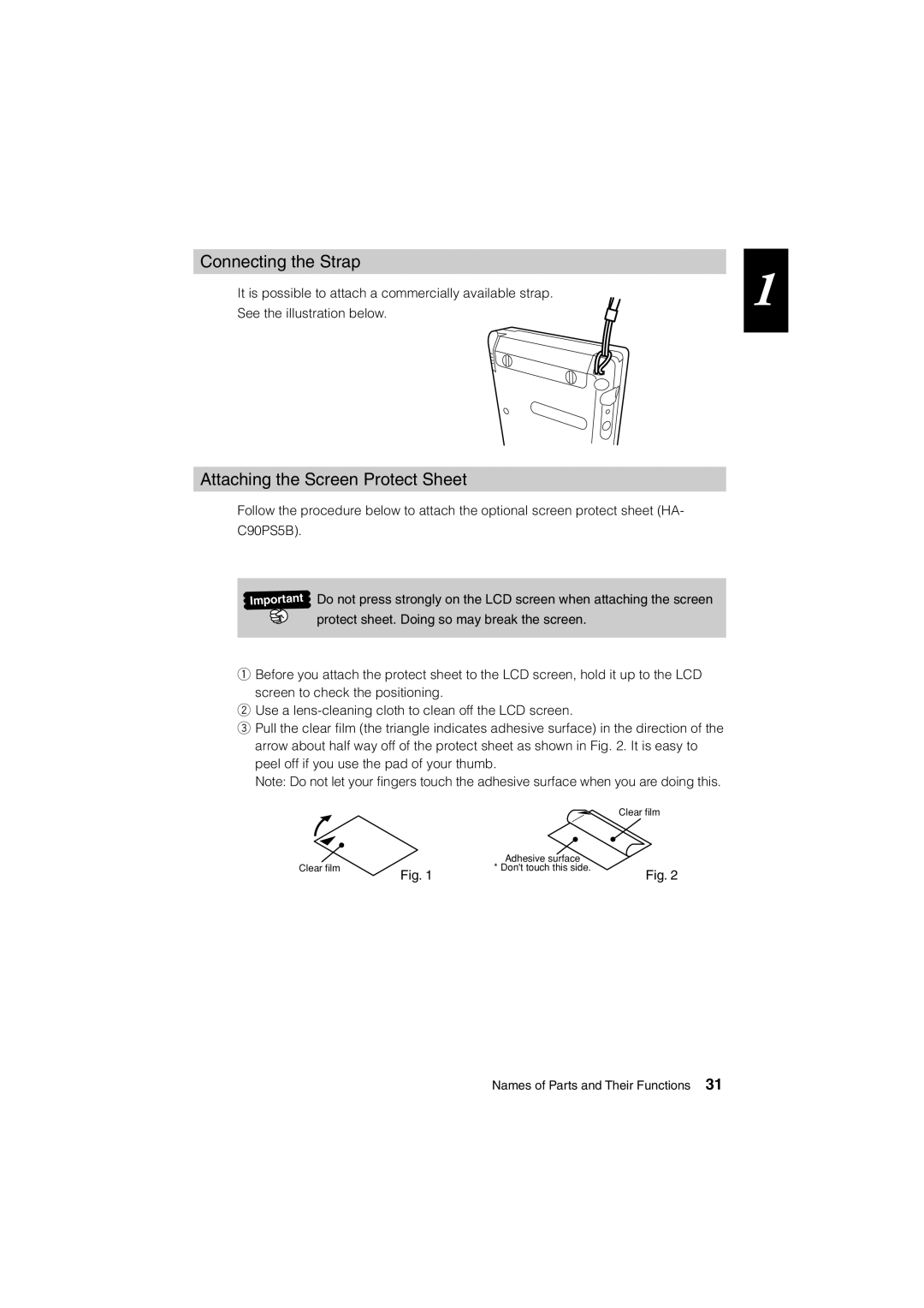 Casio Stylus manual Connecting the Strap, Attaching the Screen Protect Sheet 