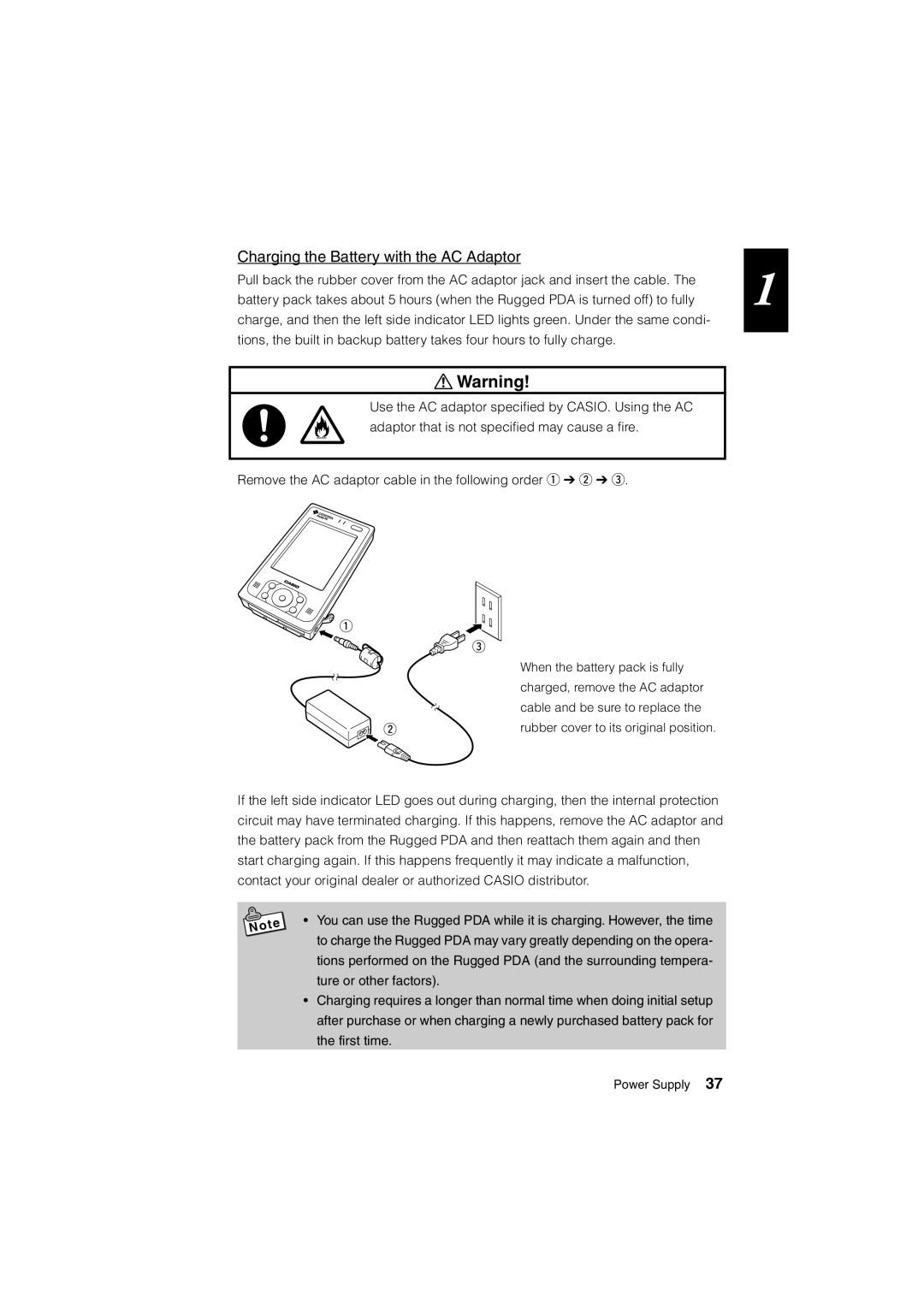 Casio Stylus manual Charging the Battery with the AC Adaptor 