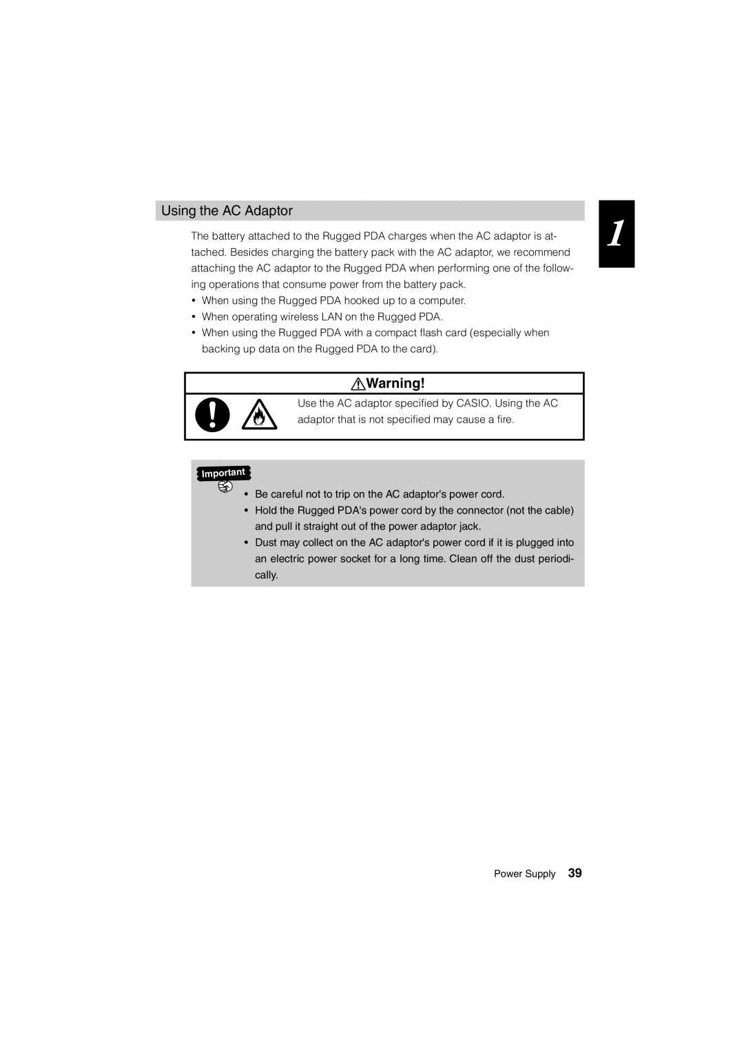 Casio Stylus manual Using the AC Adaptor 