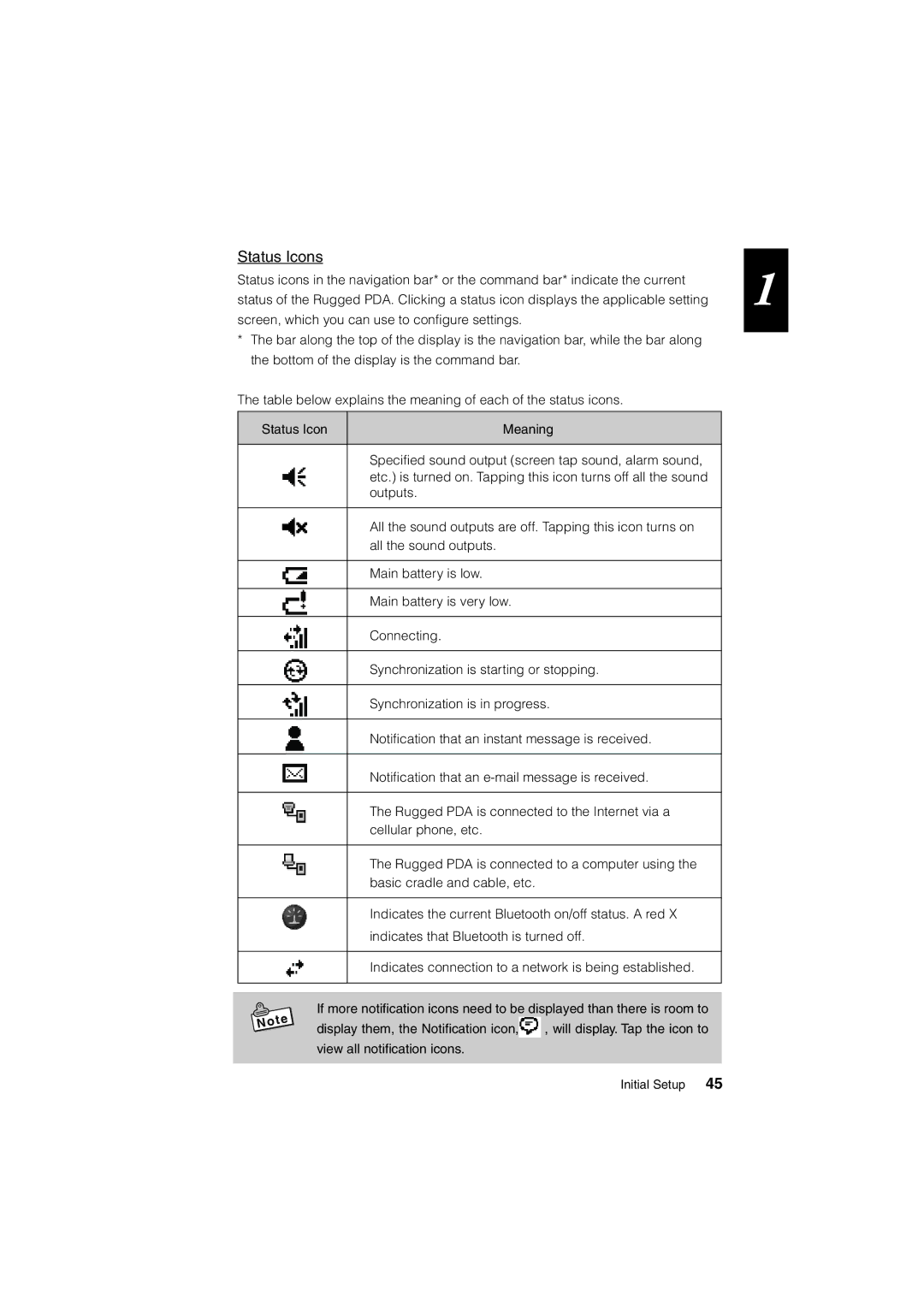 Casio Stylus manual Status Icons 