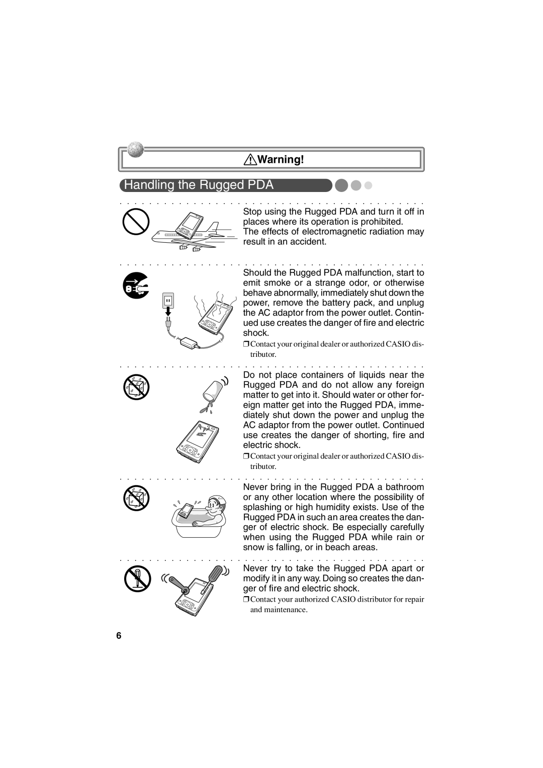 Casio Stylus manual Handling the Rugged PDA 