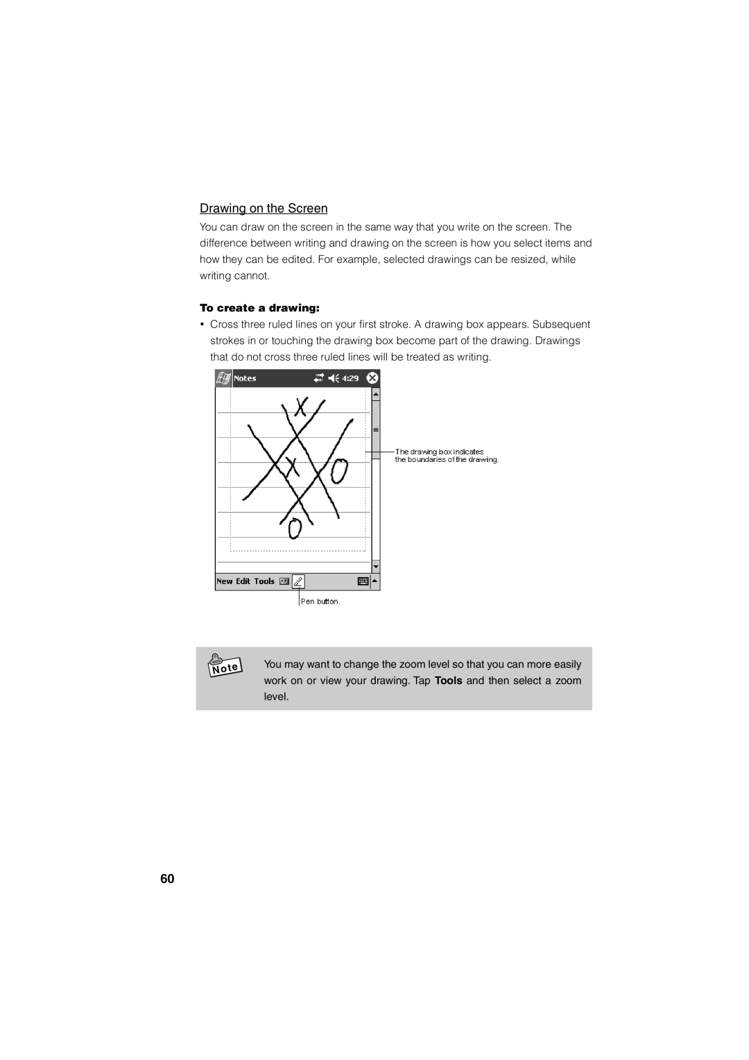 Casio Stylus manual Drawing on the Screen, To create a drawing 