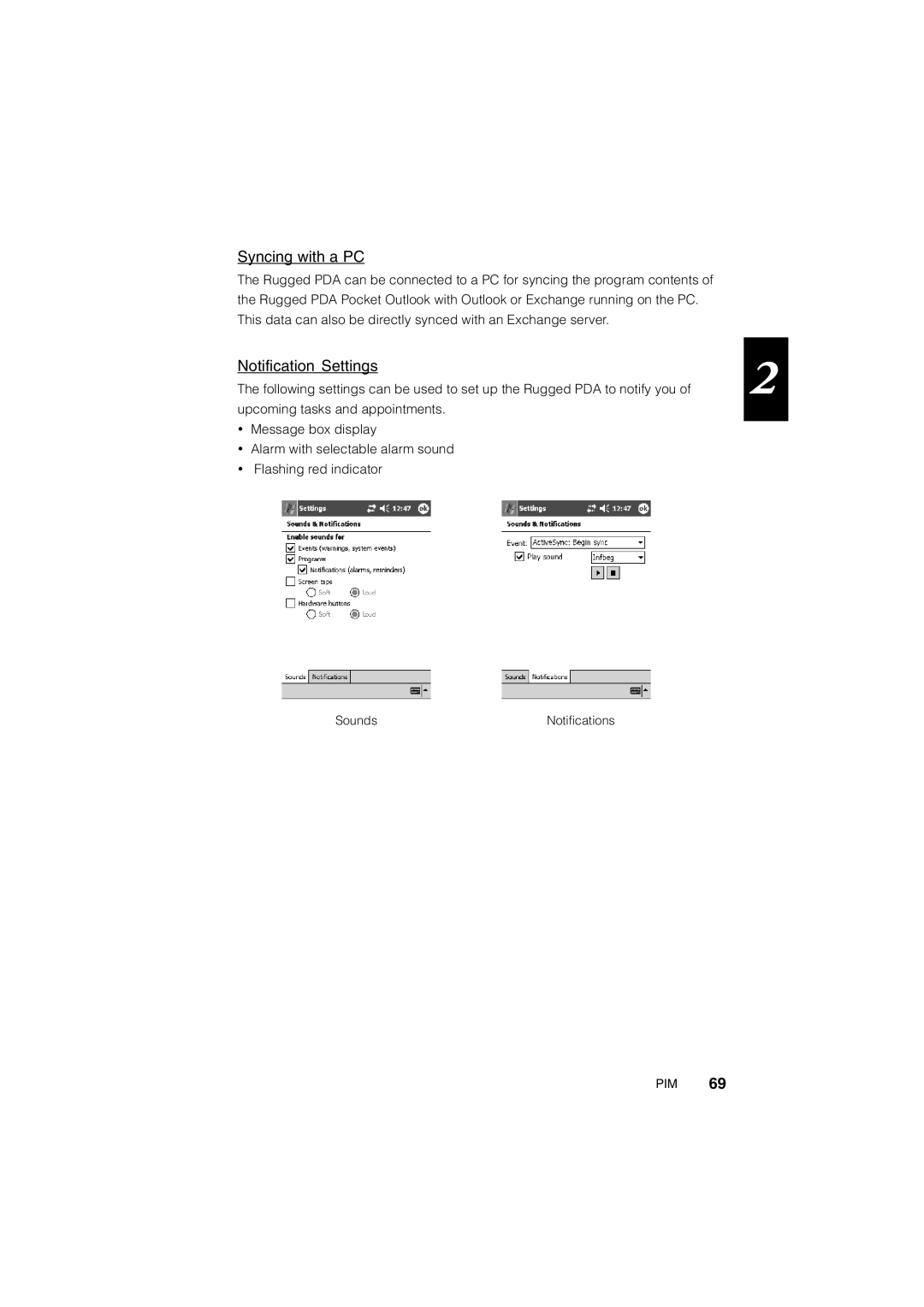 Casio Stylus manual Syncing with a PC, Notification Settings 