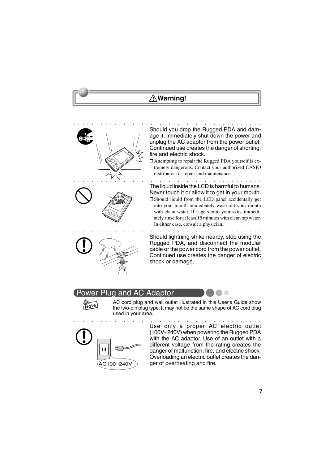 Casio Stylus manual Power Plug and AC Adaptor 