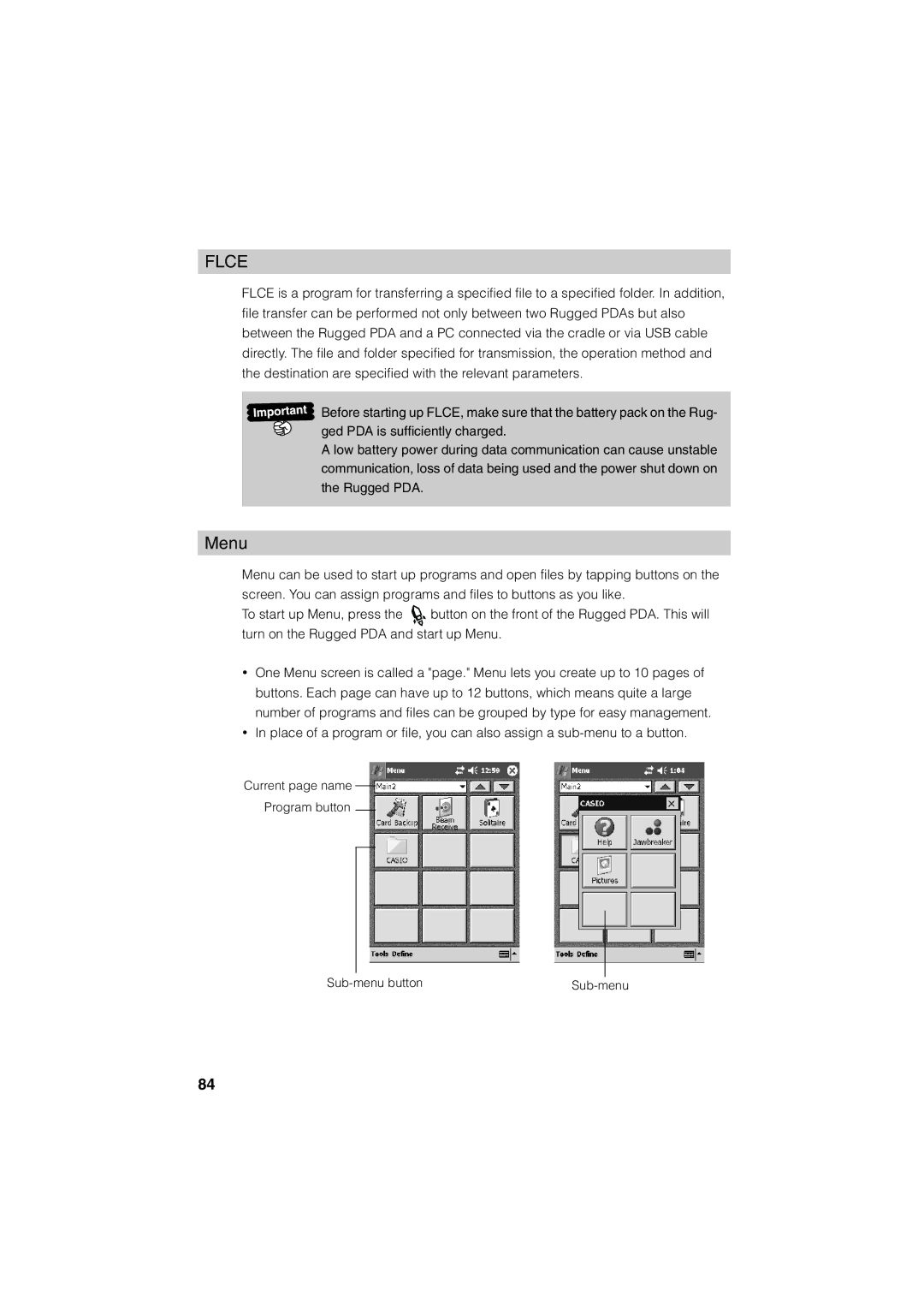 Casio Stylus manual Flce, Menu 