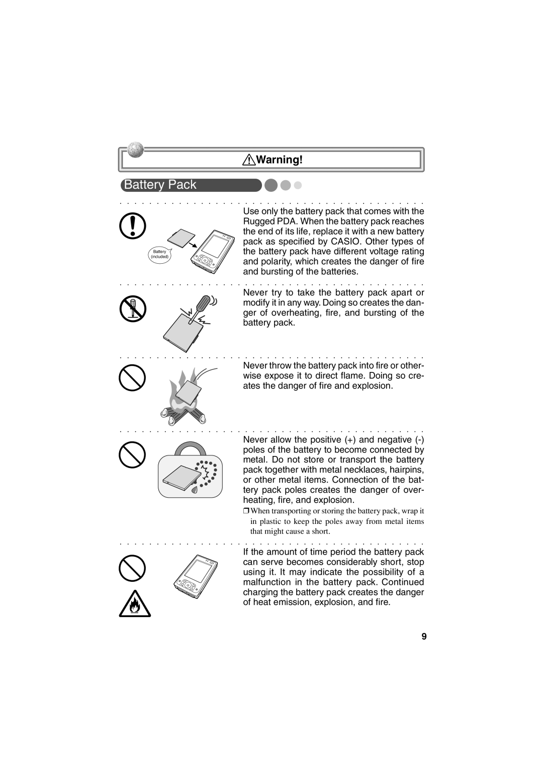 Casio Stylus manual Battery Pack 