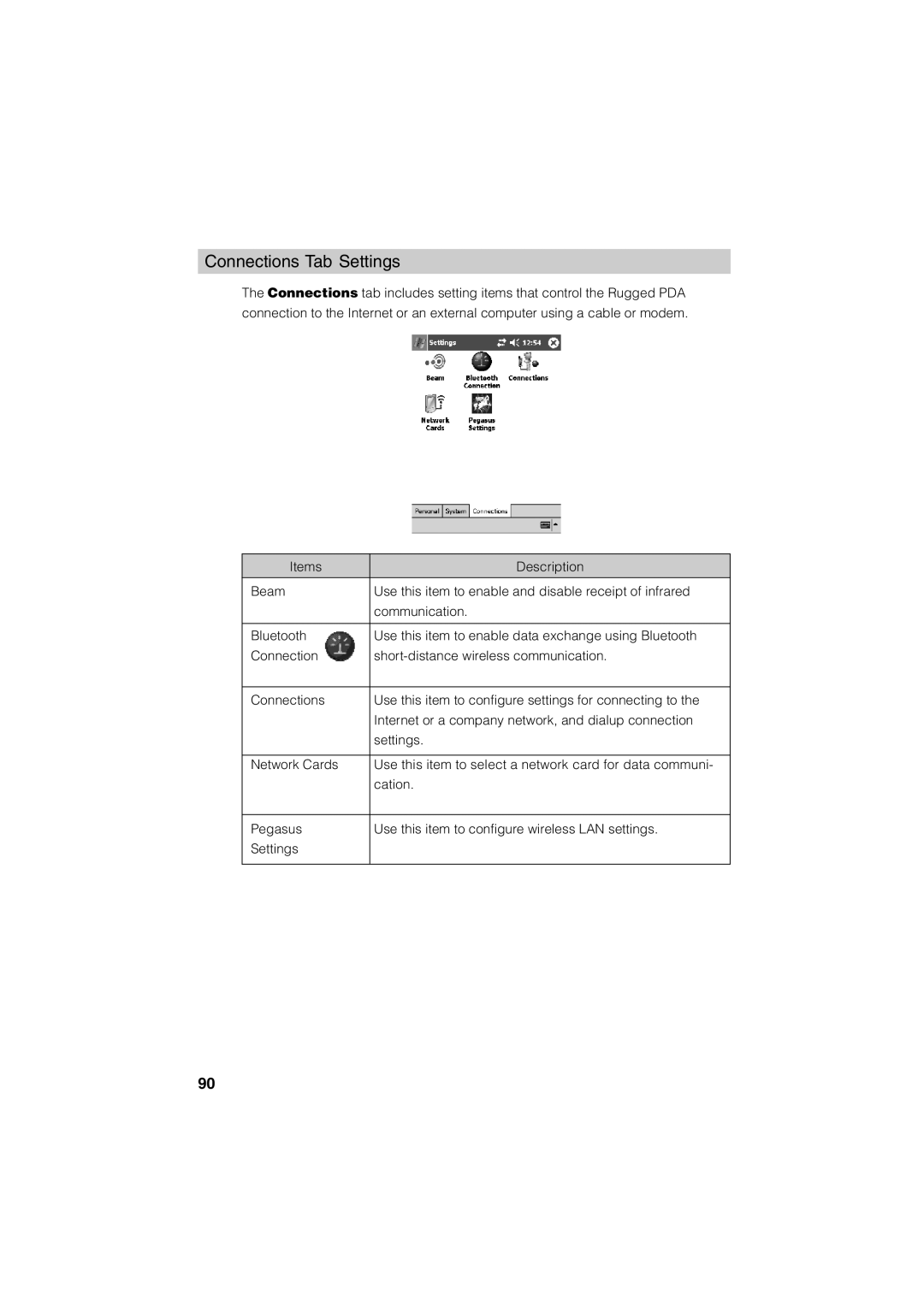 Casio Stylus manual Connections Tab Settings 