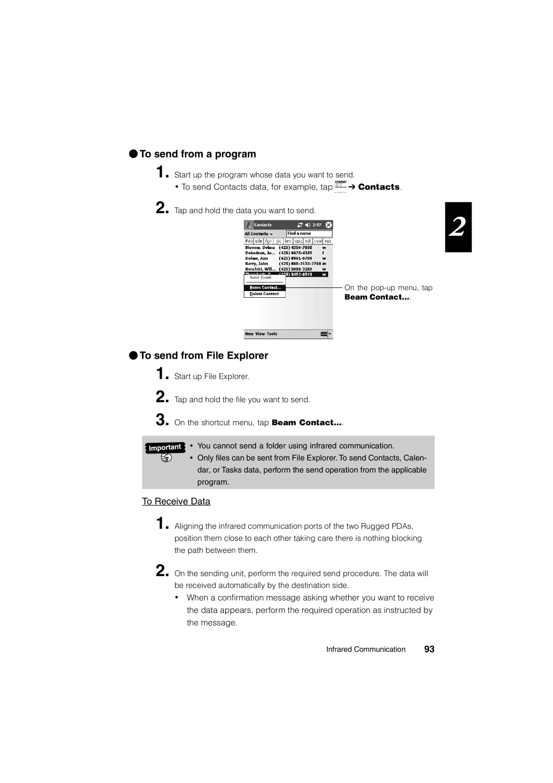 Casio Stylus manual To Receive Data, Beam Contact 