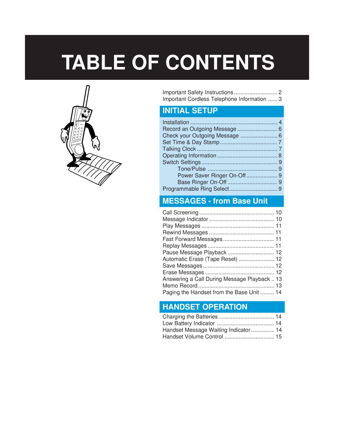 Casio TC-520 manual Table of Contents 