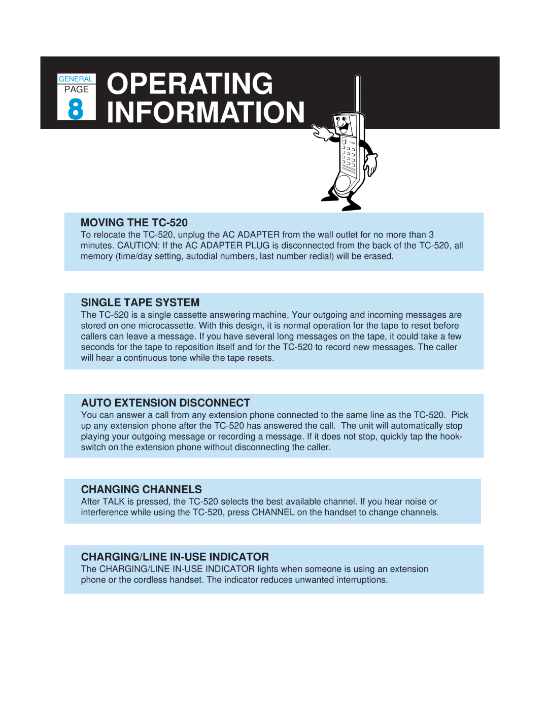 Casio TC-520 manual Operating Information 