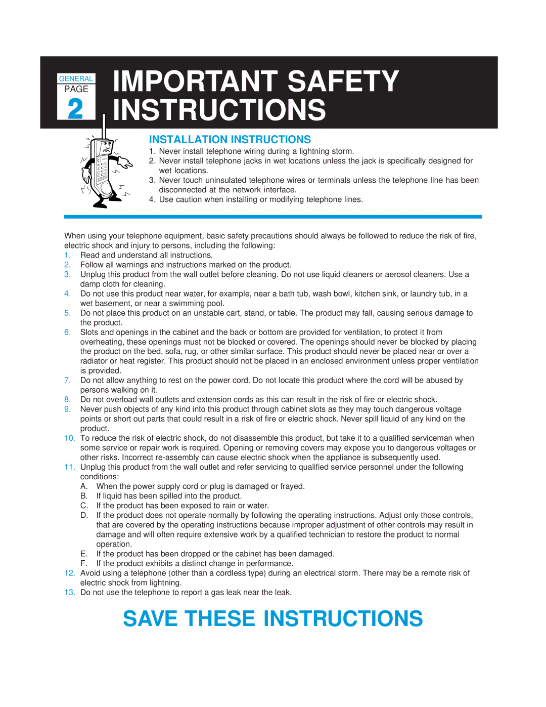 Casio TC-520 manual Important Safety Instructions 