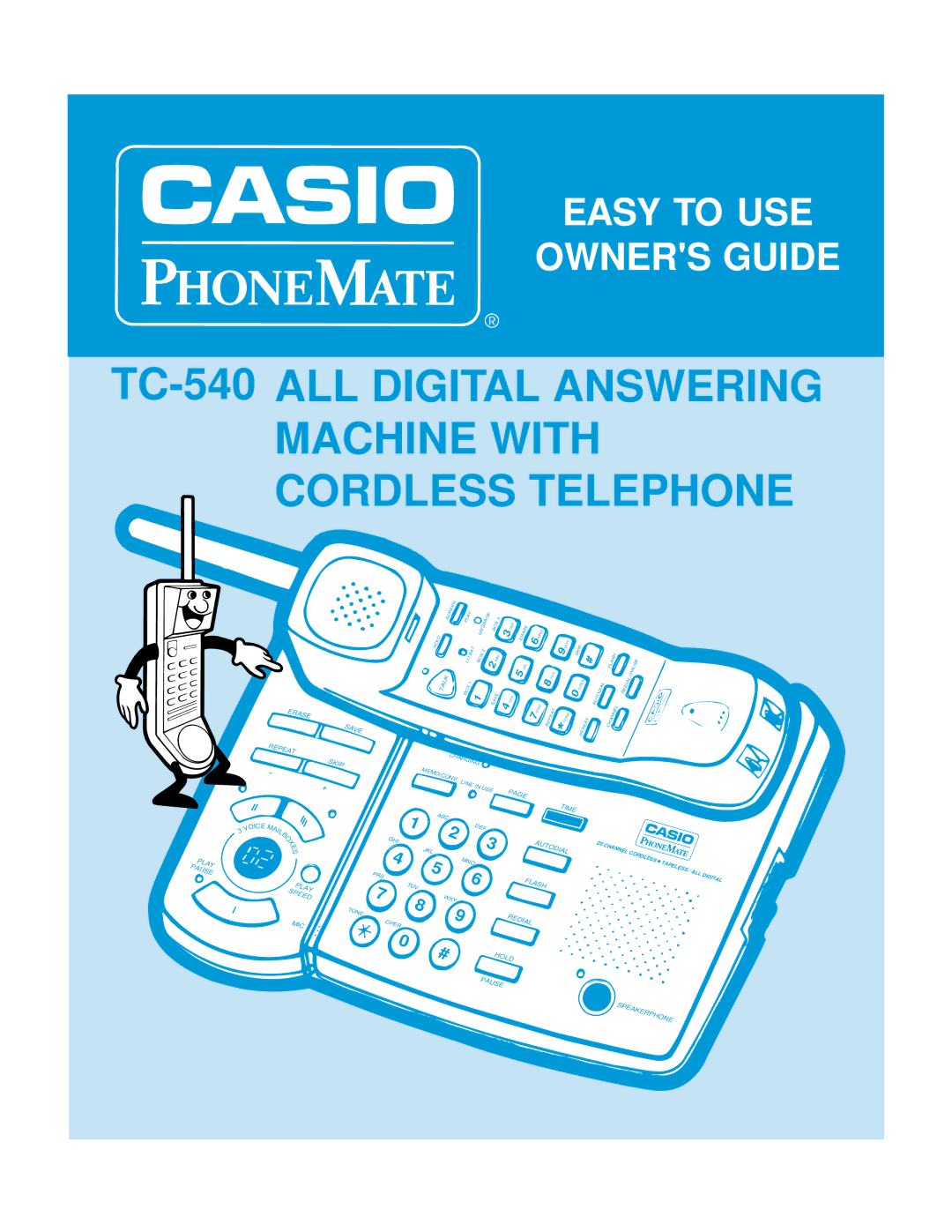 Casio manual TC-540 ALL Digital Answering Machine with Cordless Telephone 