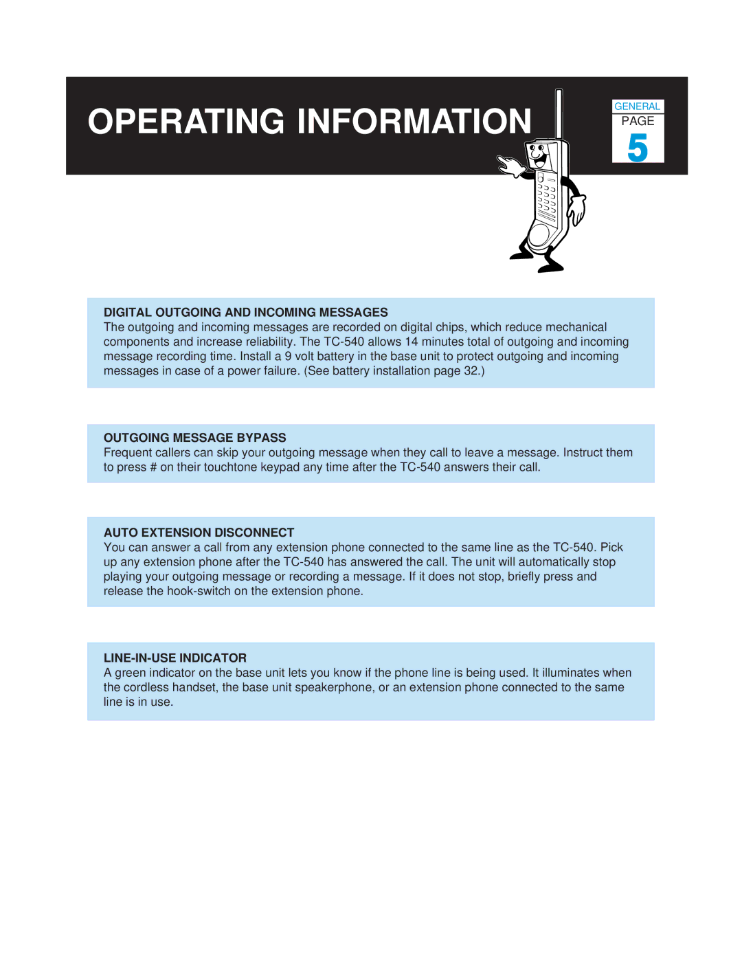 Casio TC-540 manual Operating Information 