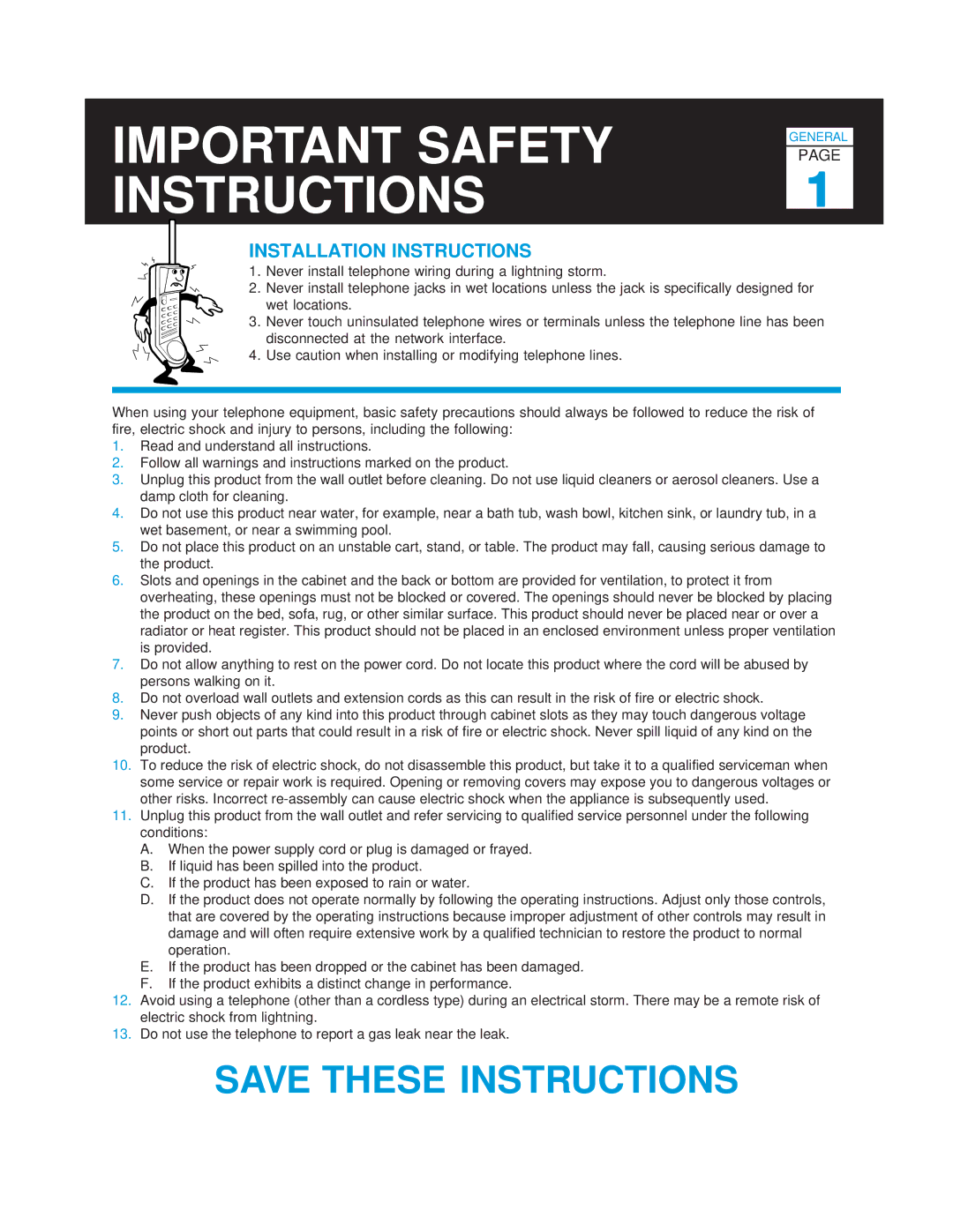 Casio TC-540 manual Important Safety Instructions 