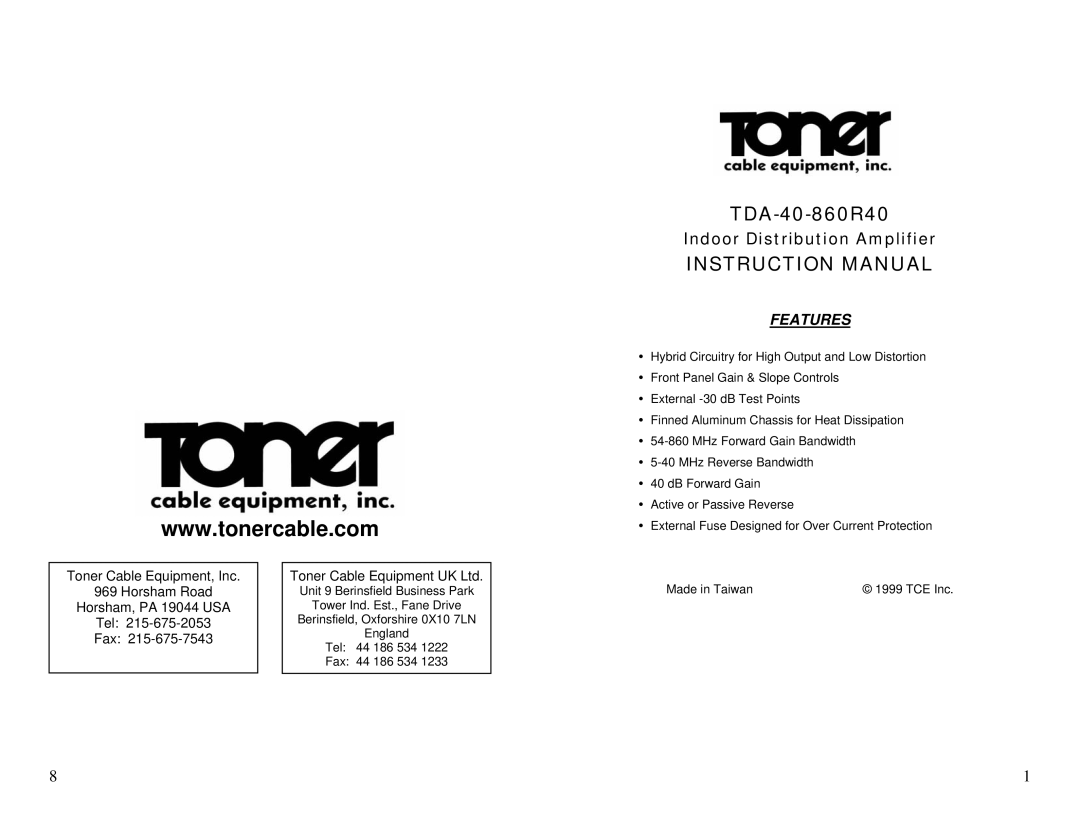 Casio TDA-40-860R40 instruction manual Features 