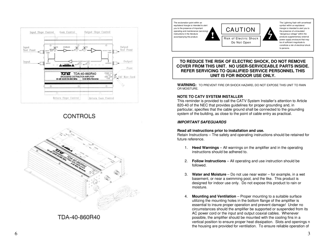 Casio TDA-40-860R40 instruction manual Important Safeguards 