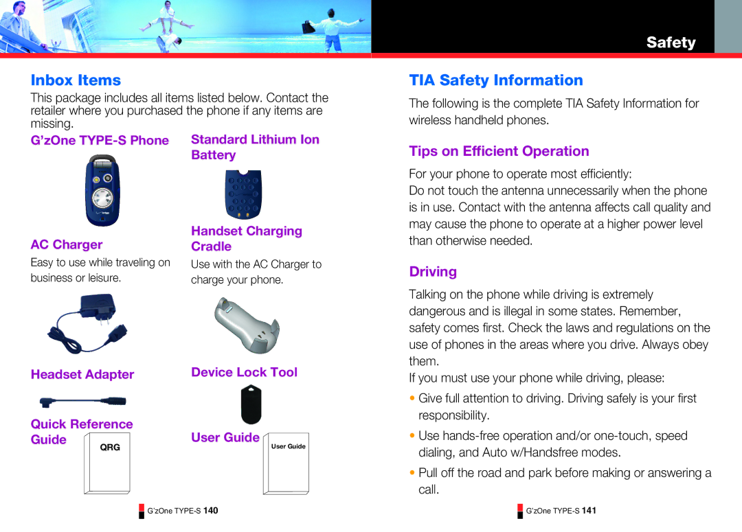 Casio TYPE-S 175, TYPE-S 179, TYPE-S 174 manual Inbox Items, TIA Safety Information, Tips on Efficient Operation, Driving 