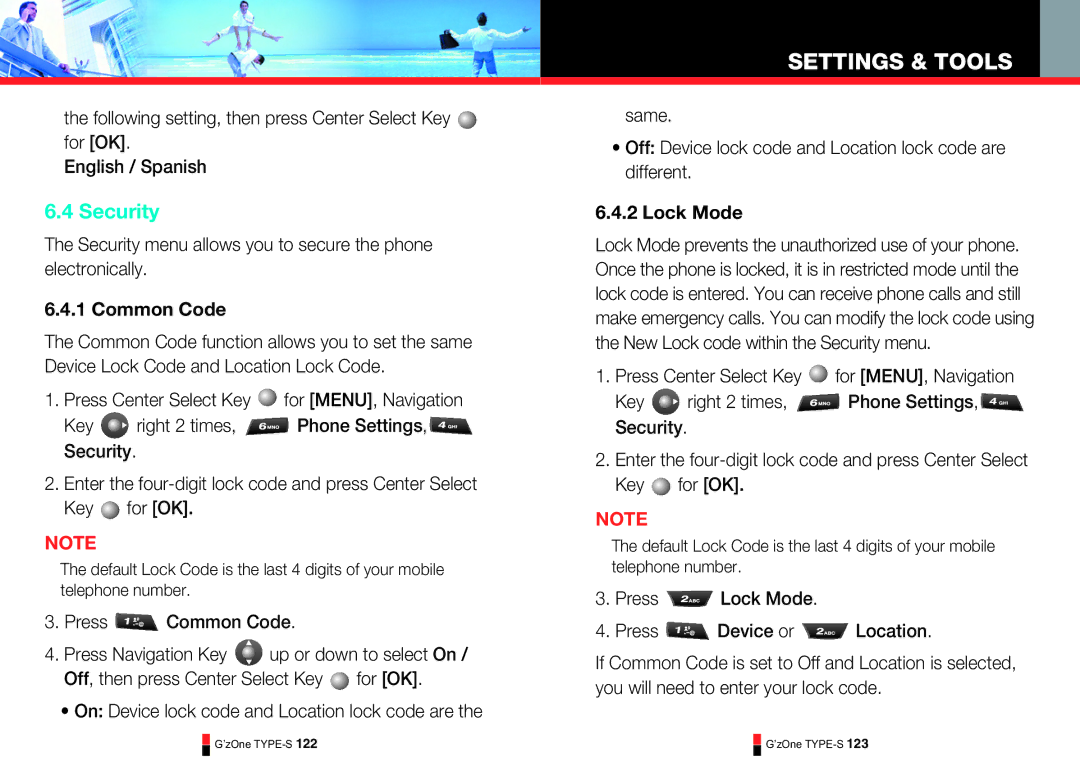 Casio TYPE-S 174, TYPE-S 179, TYPE-S 176, TYPE-S 170, TYPE-S 169, TYPE-S 171, TYPE-S 175 manual Security, Common Code, Lock Mode 