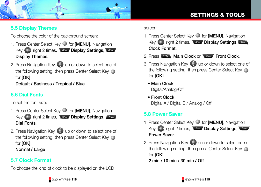 Casio TYPE-S Display Themes, Dial Fonts, Clock Format, Power Saver, To choose the kind of clock to be displayed on the LCD 