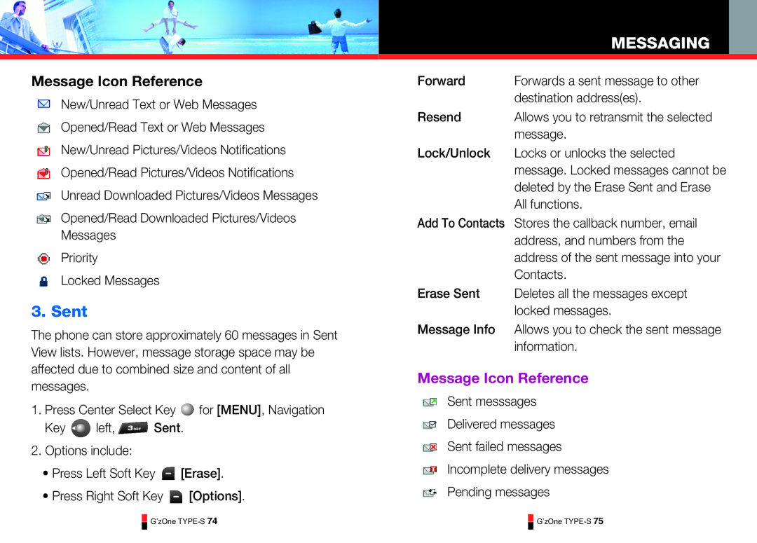 Casio TYPE-S 178, TYPE-S 179, TYPE-S 174, TYPE-S 176, TYPE-S 170, TYPE-S 169, TYPE-S 171 manual Sent, Message Icon Reference 