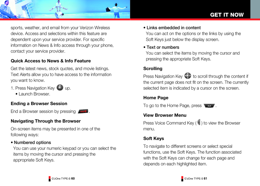 Casio TYPE-S 176 Quick Access to News & Info Feature, Ending a Browser Session, Navigating Through the Browser, Scrolling 