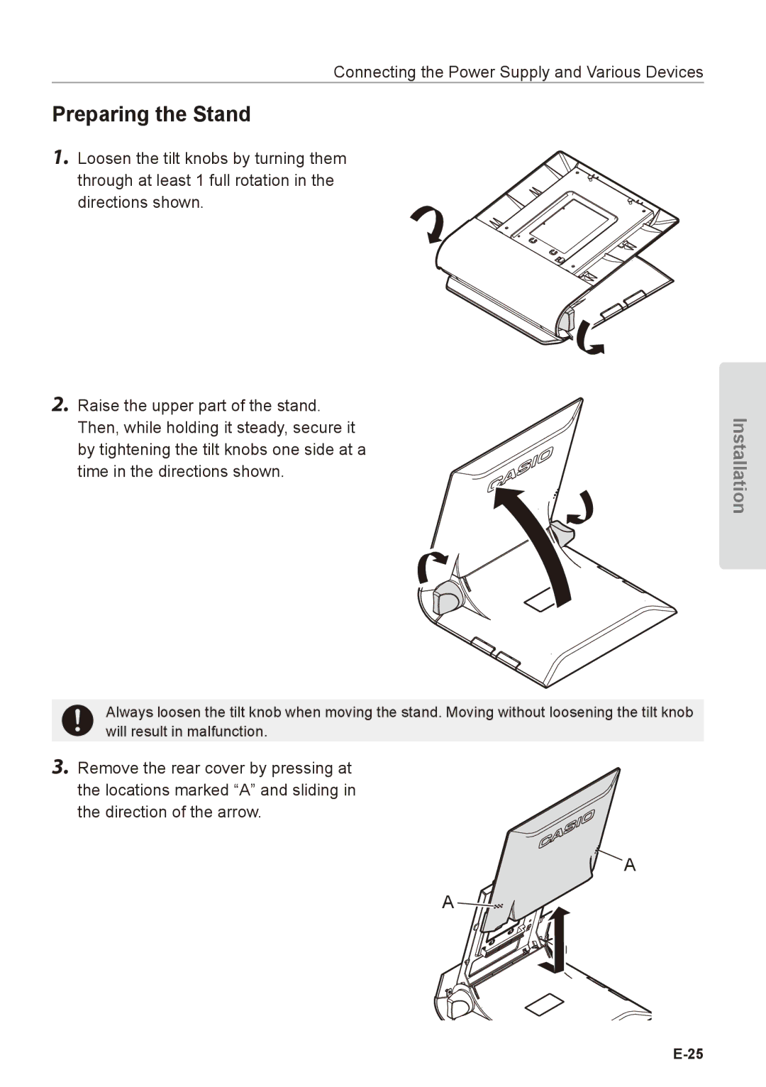 Casio V-R7100, V-R7000 user manual Preparing the Stand 