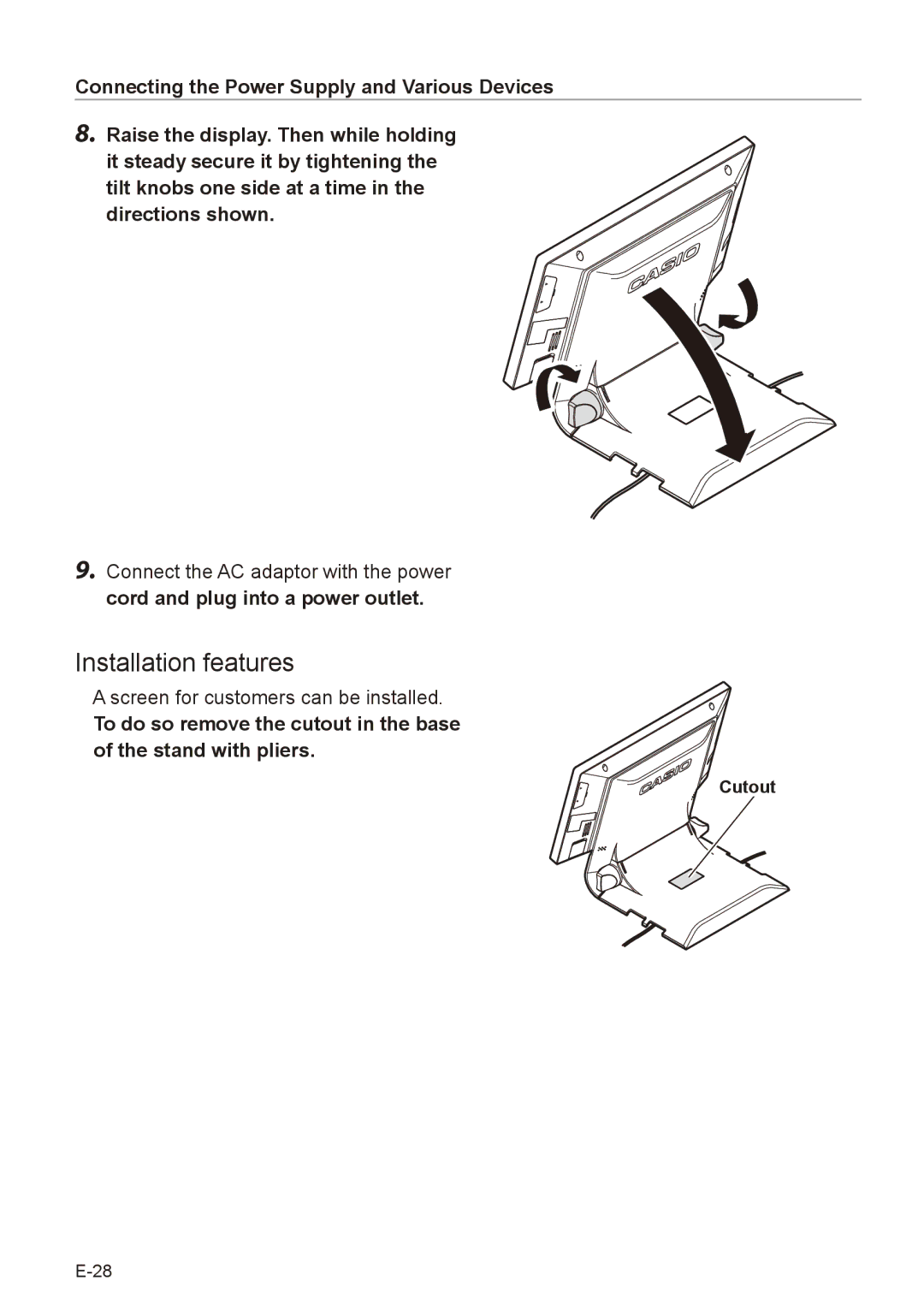 Casio V-R7000, V-R7100 user manual Installation features 