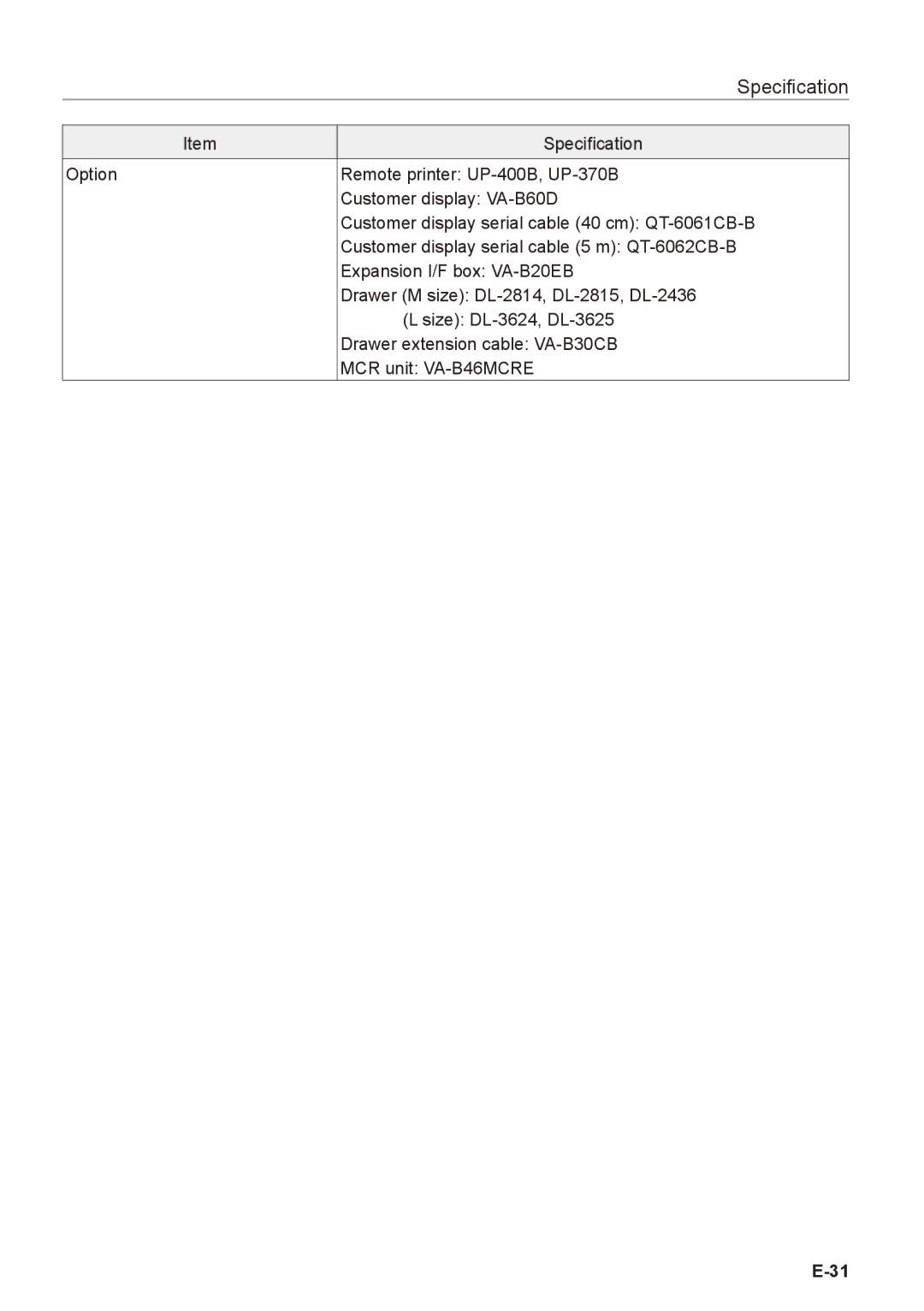 Casio V-R7100, V-R7000 user manual Specification 