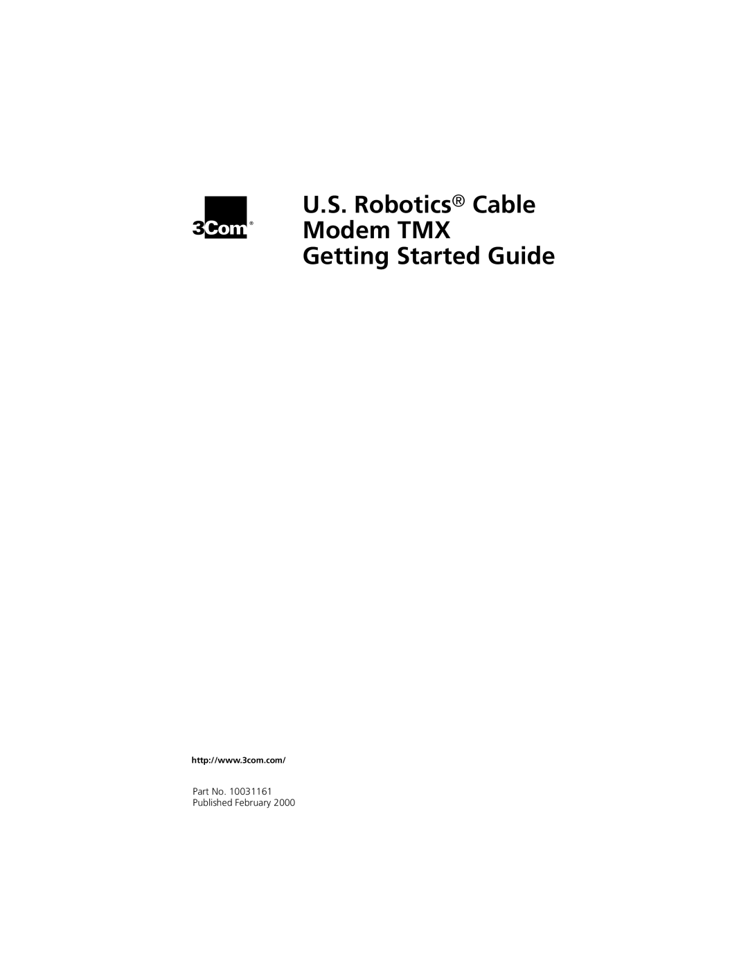 Castelle 10031161 manual Robotics Cable Modem TMX Getting Started Guide 