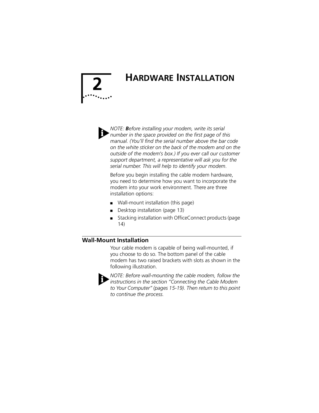 Castelle 10031161 manual Hardware Installation, Wall-Mount Installation 