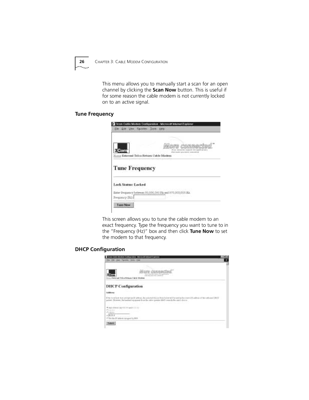 Castelle 10031161 manual Tune Frequency, Dhcp Configuration 