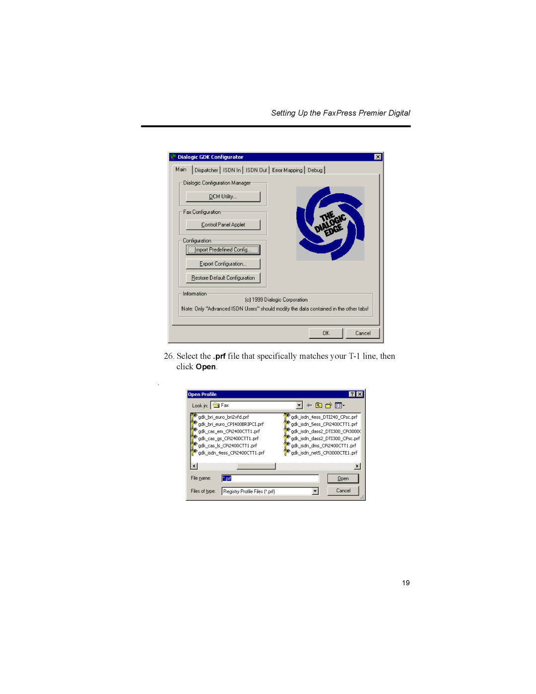 Castelle 61-1260-001A manual Setting Up the FaxPress Premier Digital 