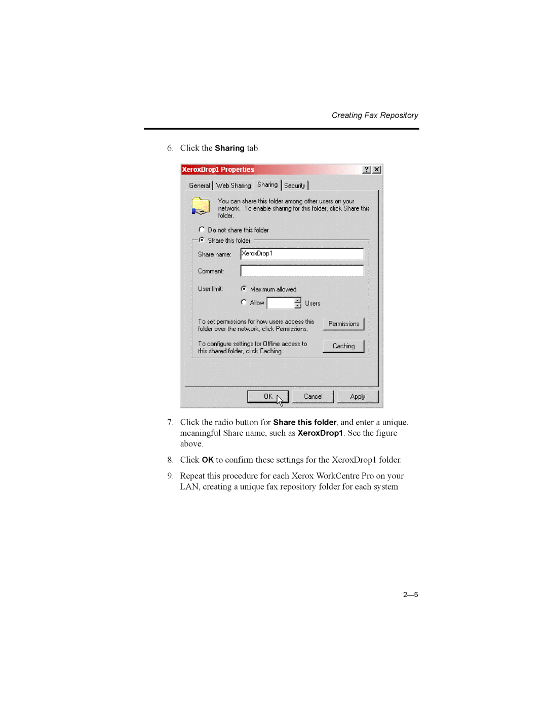 Castelle 61-1273-001 manual Creating Fax Repository 