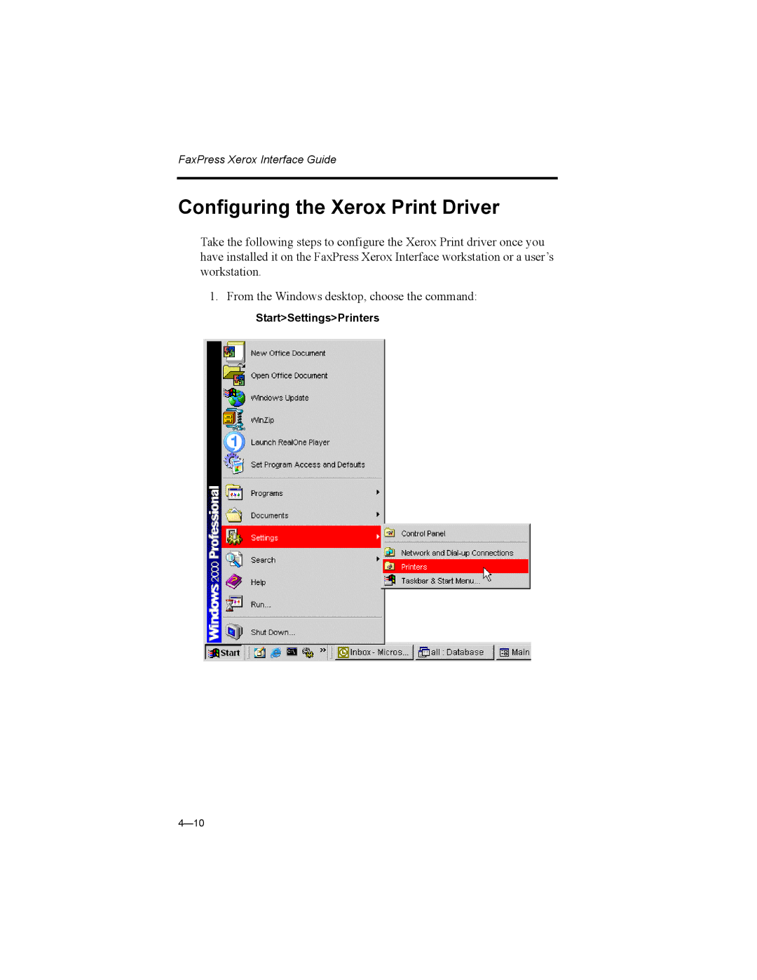 Castelle 61-1273-001 manual Configuring the Xerox Print Driver 