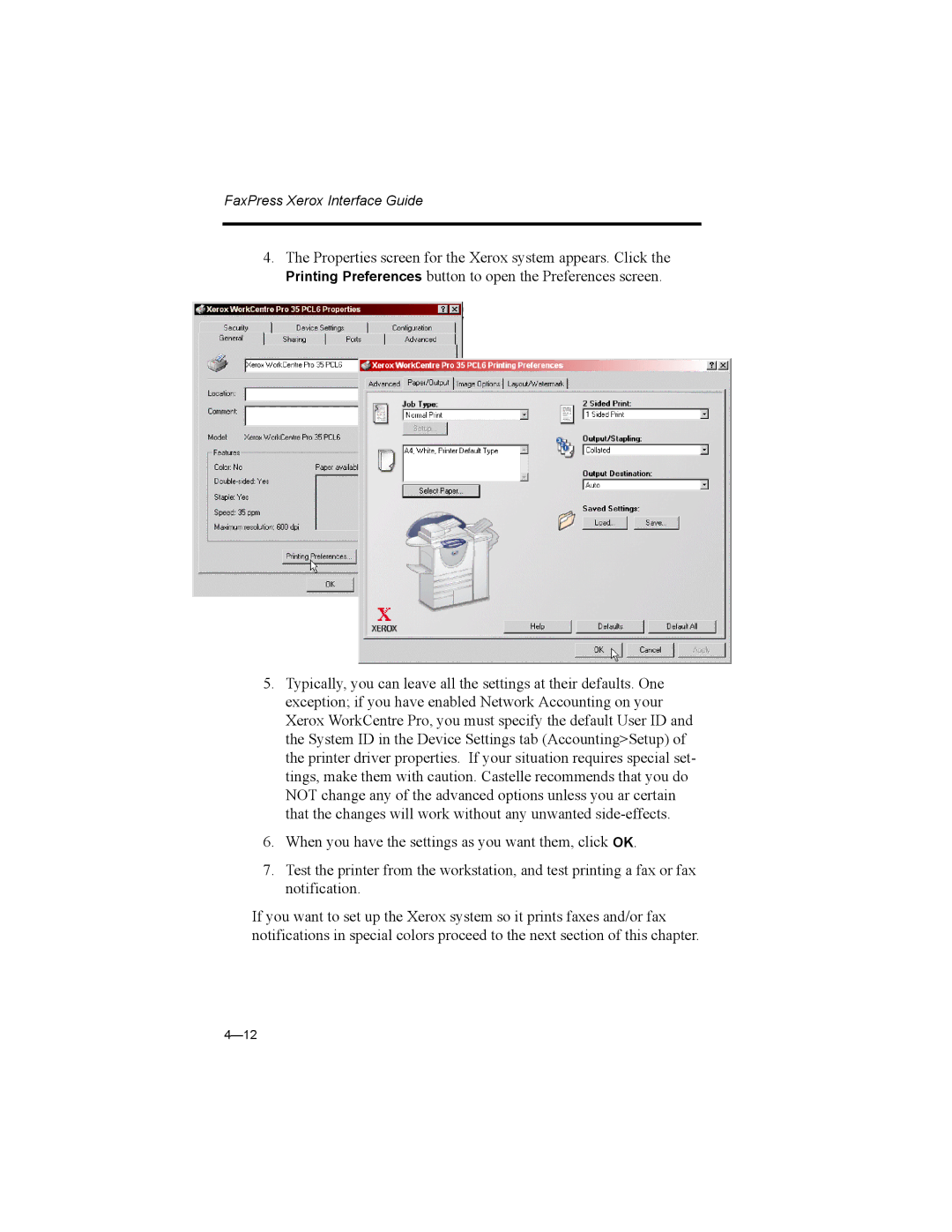 Castelle 61-1273-001 manual FaxPress Xerox Interface Guide 