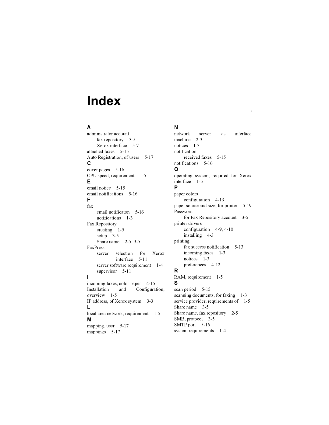 Castelle 61-1273-001 manual Index 