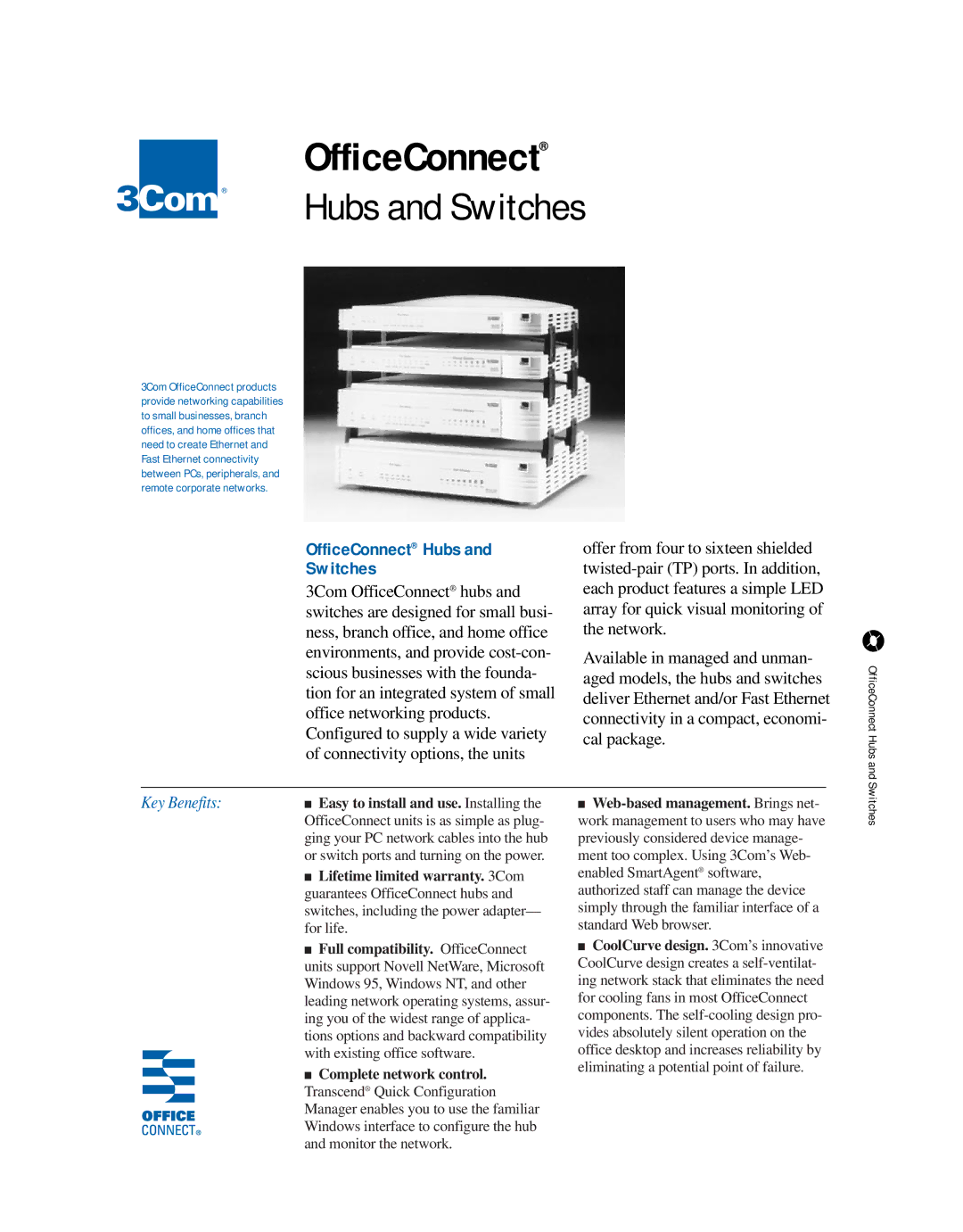 Castelle Office Connect warranty OfficeConnect Hubs Switches 