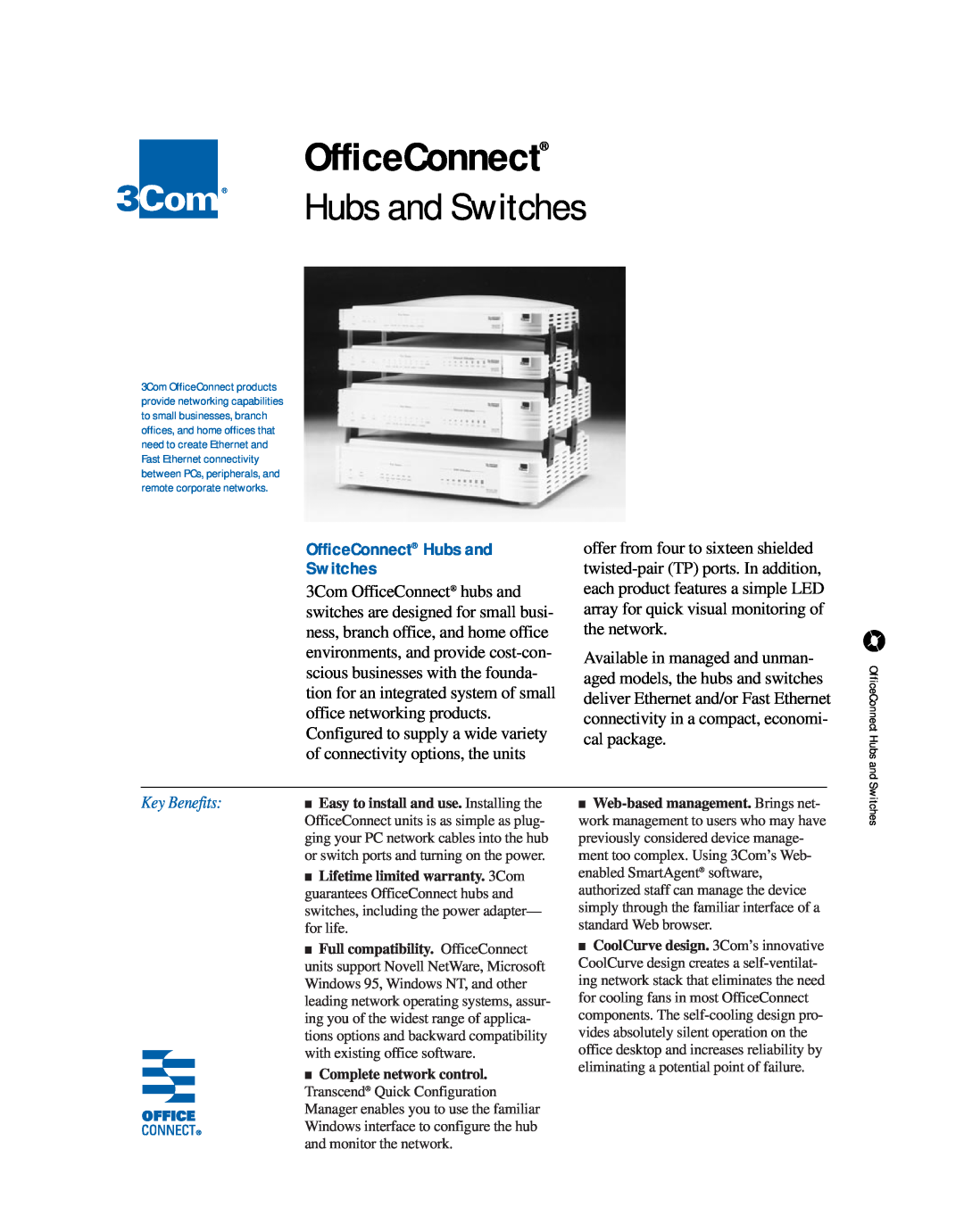 Castelle Office Connect warranty OfficeConnect Hubs and Switches 