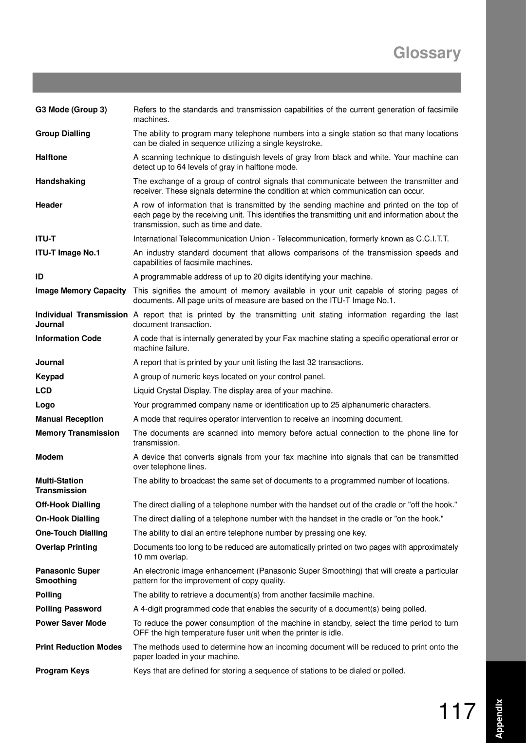 Castelle UF-490 appendix Glossary 