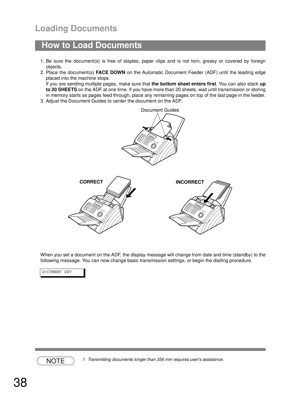 Castelle UF-490 appendix Loading Documents, How to Load Documents 