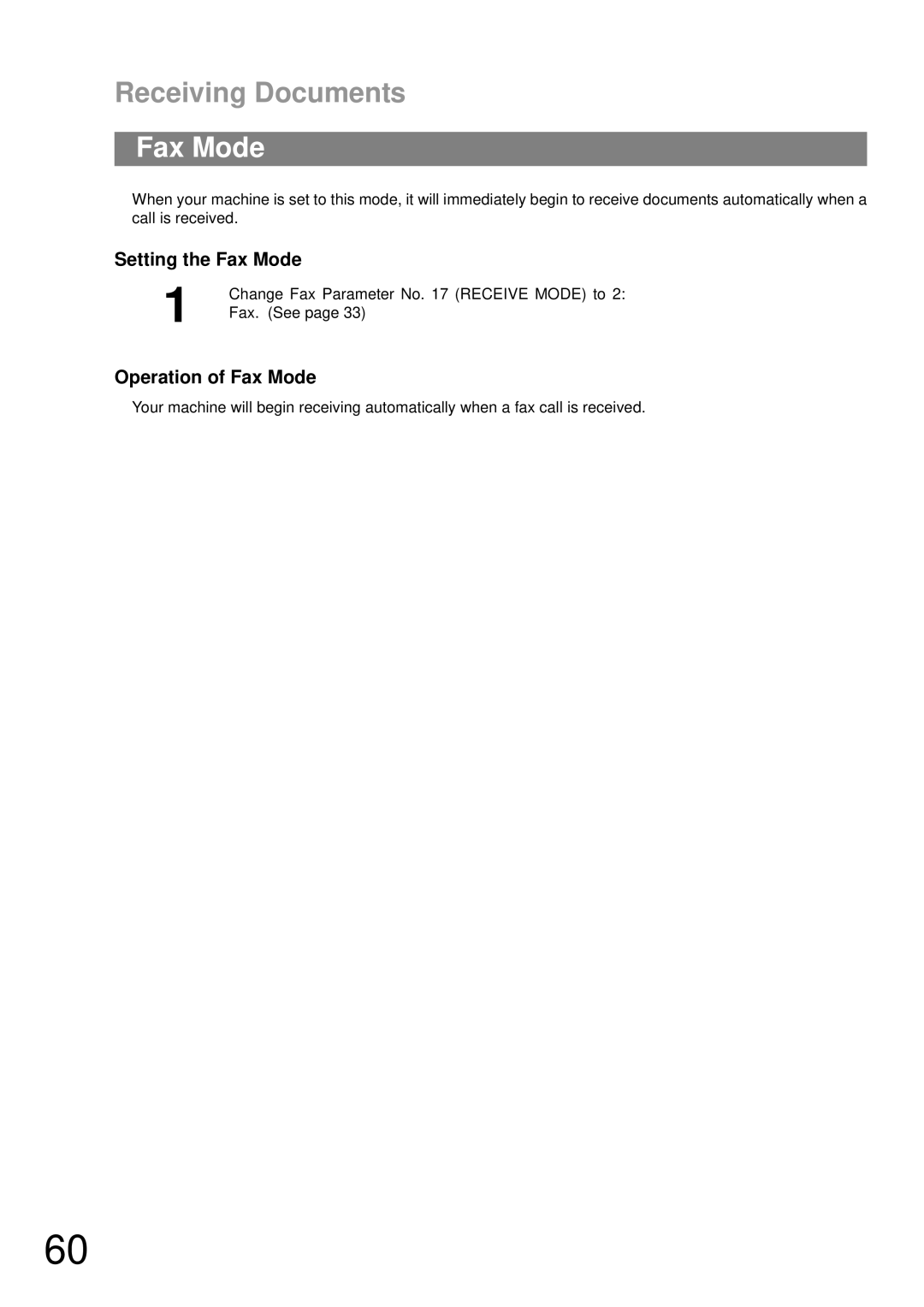 Castelle UF-490 appendix Setting the Fax Mode, Operation of Fax Mode, Fax. See 