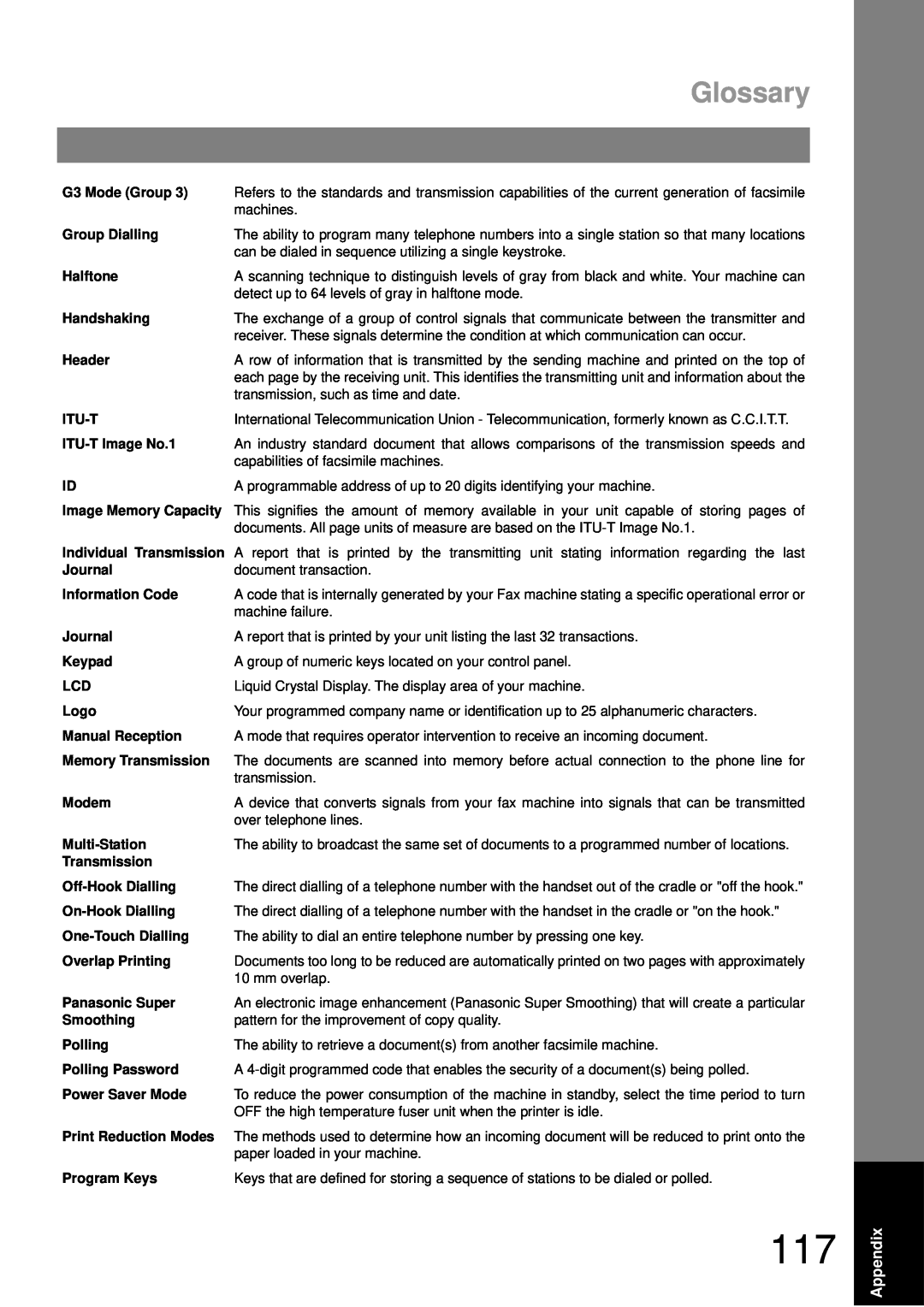 Castelle UF-490 appendix Glossary 